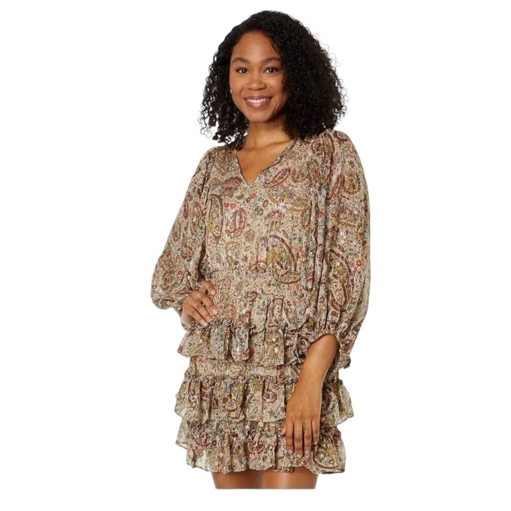 Vince Camuto Tiered Mini Dress paisley floral size Large NWT - Picture 5 of 5